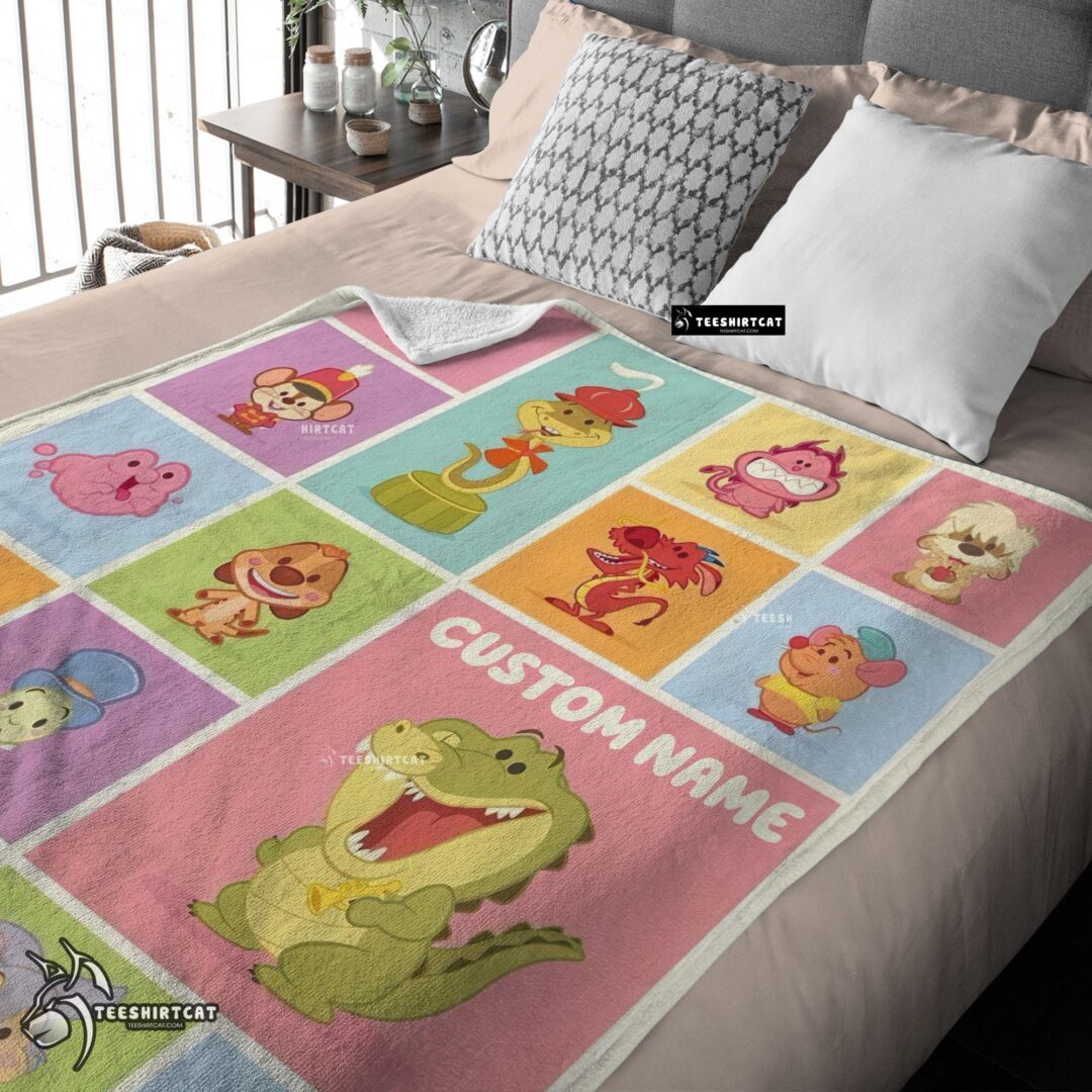 Pretty Cute Chibi Animals Blanket Fleece Customized Blanket
