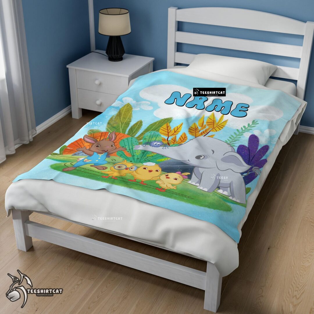Pretty Cute Elephant Safari Animal For Boys Customized Blanket