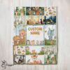 Pretty Cute Forest Animals Collage Whimsical Blanket Fleece Customized Blanket