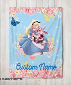 Pretty Cute Hot Disney Alice & The White Rabbit Alice In Wonderland Blanket Fleece Customized Blanket