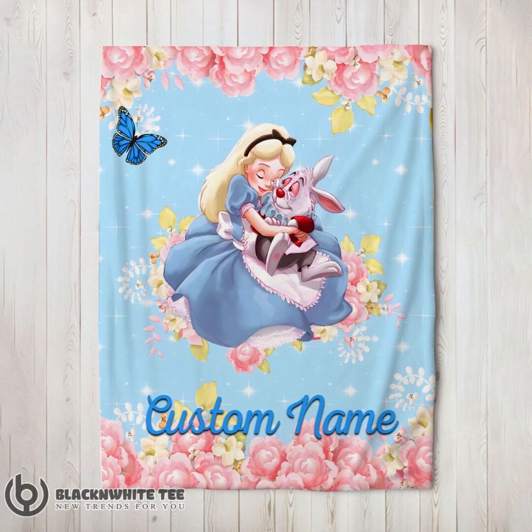 Pretty Cute Hot Disney Alice & The White Rabbit Alice In Wonderland Blanket Fleece Customiz-mk-