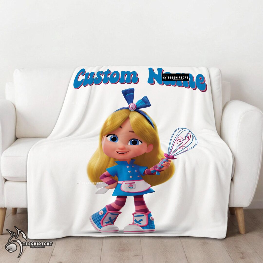 Pretty Disney Alice's Wonderland Bakery Blanket Fleece Customized Blanket