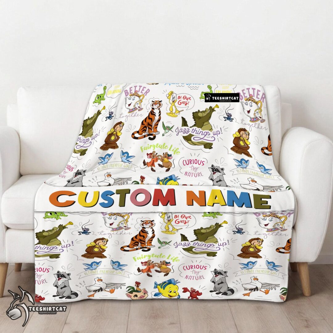 Pretty Disney Animal Characters Collage Blanket Fleece Customized Blanket