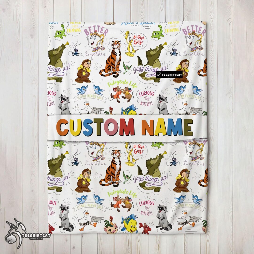 Pretty Disney Animal Characters Collage Blanket Fleece Customized Blanket