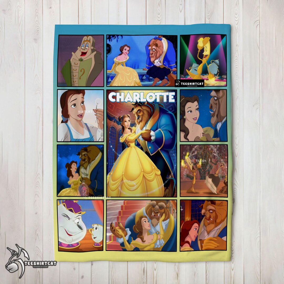 Pretty Disney Beauty And The Beast Mystery To Love Collage Blanket Fleece Customized Blanket-mk-02