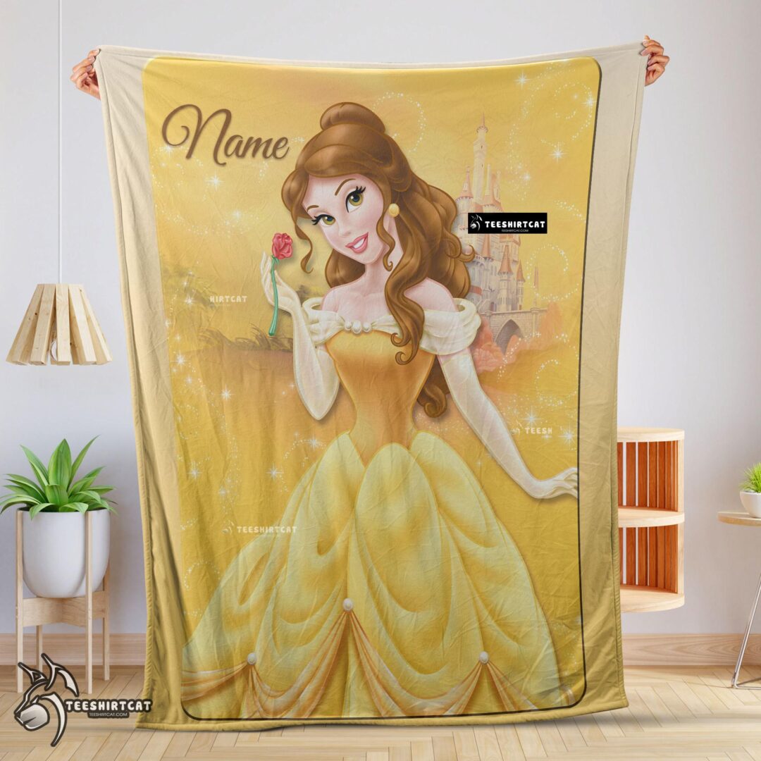 Pretty Disney Belle Princess Blanket Fleece Customized Blanket