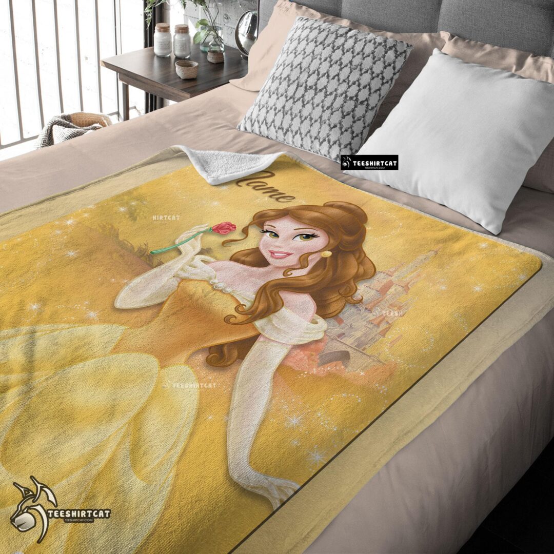 Pretty Disney Belle Princess Blanket Fleece Customized Blanket