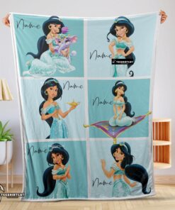 Pretty Disney Cartoon Aladdin Jasmine Princess Blanket Fleece Customized Blanket