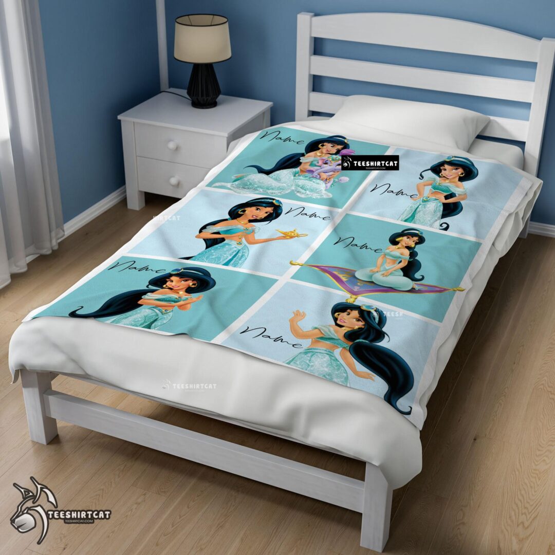 Pretty Disney Cartoon Aladdin Jasmine Princess Blanket Fleece Customized Blanket-mk-02