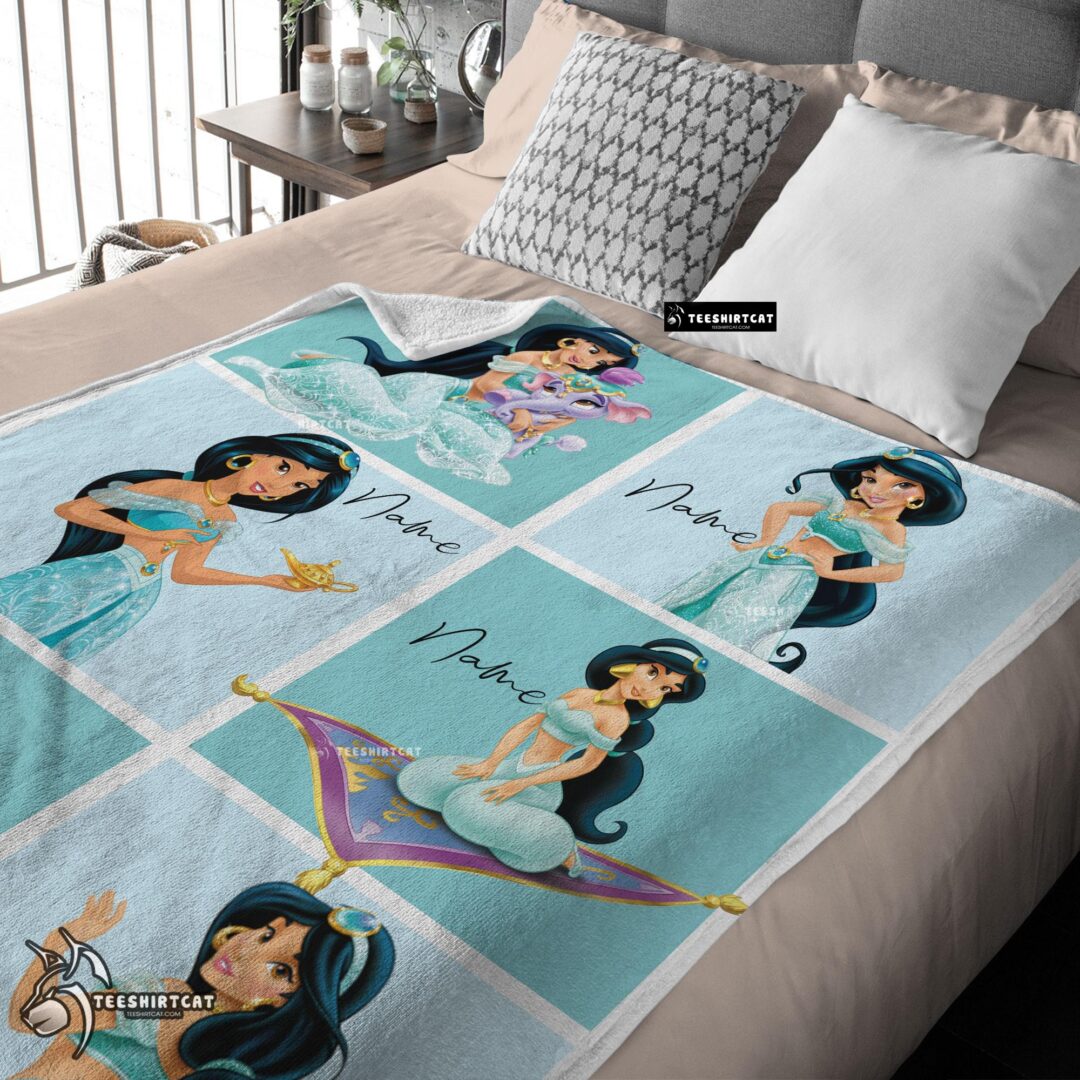 Pretty Disney Cartoon Aladdin Jasmine Princess Blanket Fleece Customized Blanket-mk-03