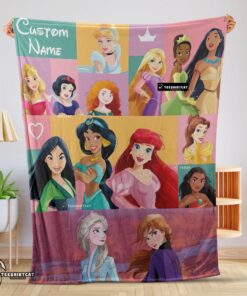 Pretty Disney Cartoon All Princess Characters Blanket Fleece Customized Blanket