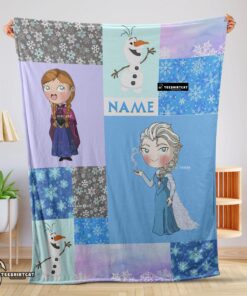 Pretty Disney Cartoon Frozen Elsa Princess Anna Olaf Blanket Fleece Customized Blanket