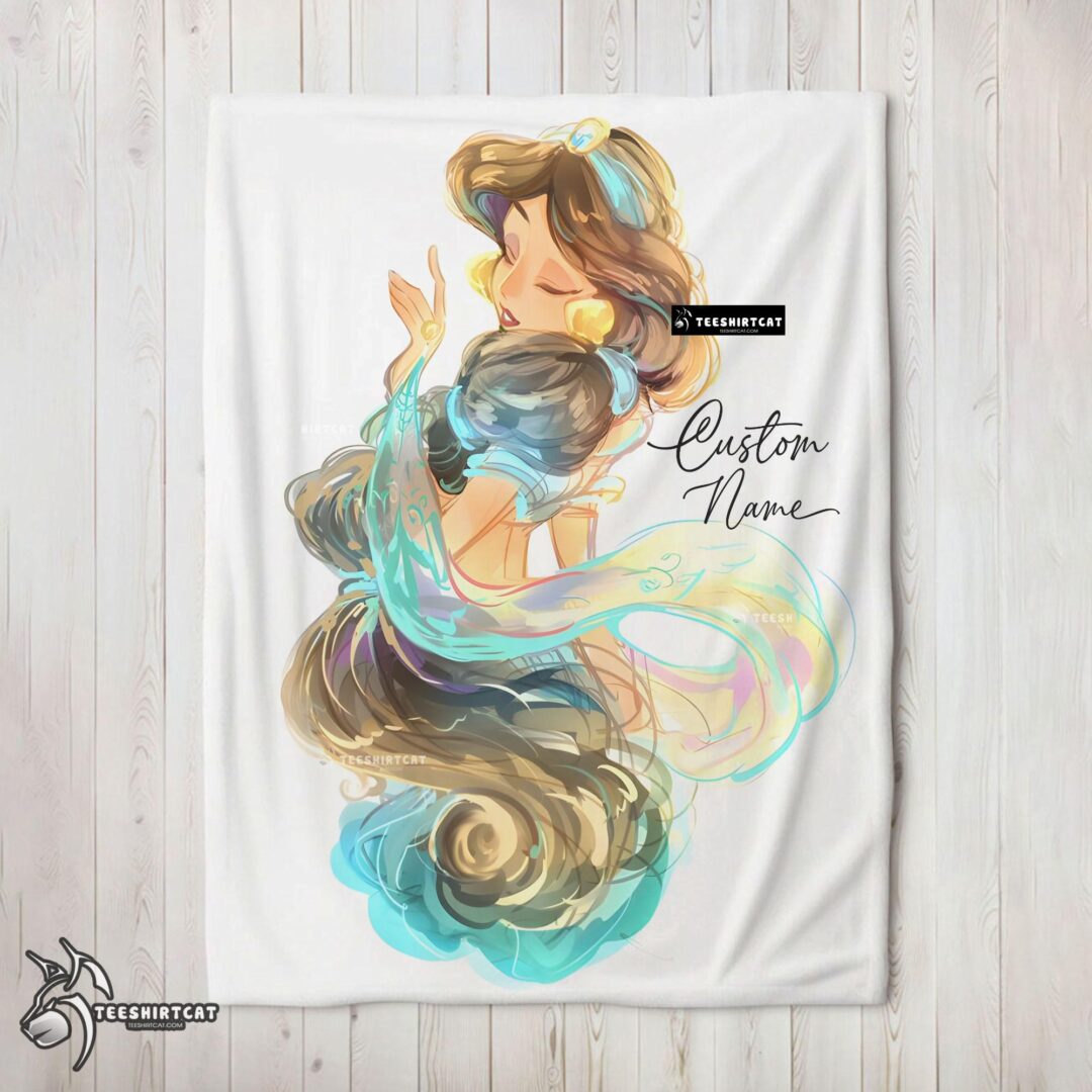 Pretty Disney Cartoon Jasmine Princess Blanket Fleece Customized Blanket