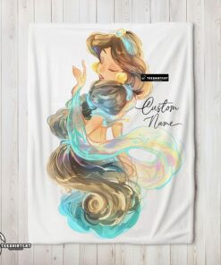 Pretty Disney Cartoon Jasmine Princess Blanket Fleece Customized Blanket