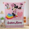 Pretty Disney Cartoon Minnie With Rainbow Blanket Fleece Customized Blanket