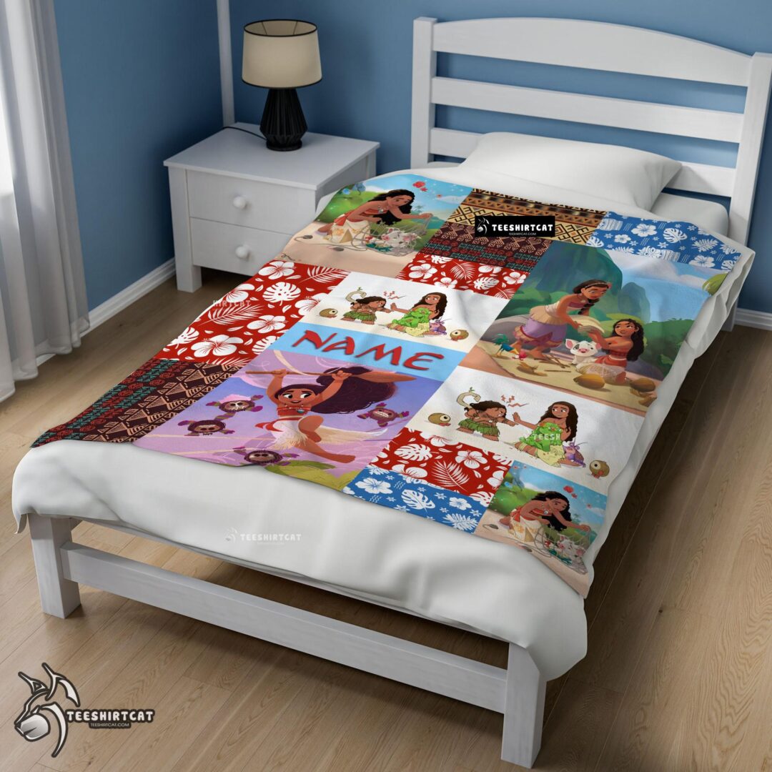 Pretty Disney Cartoon Moana Family With Friends Blanket Fleece Customized Blanket-mk-02