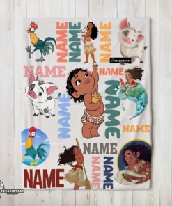Pretty Disney Cartoon Moana With Friends Blanket Fleece Customized Blanket