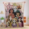Pretty Disney Cartoon Princess Characters Blanket Fleece Customized Blanket