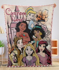 Pretty Disney Cartoon Princess Characters Blanket Fleece Customized Blanket