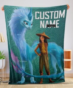 Pretty Disney Cartoon Retro Raya And The Last Dragon Blanket Fleece Customized Blanket