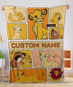 Pretty Disney Cartoon The Lion King Simba With Friends Blanket Fleece Customized Blanket