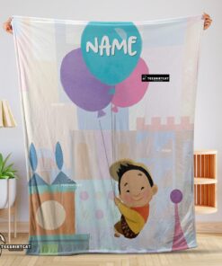 Pretty Disney Cartoon Up Boy With Balloon Blanket Fleece Customized Blanket