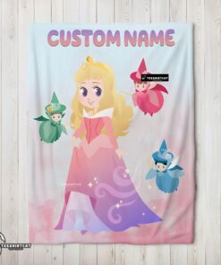 Pretty Disney Chibi Aurora Sleeping Beauty Pastel-Colored Blanket Fleece Customized Blanket