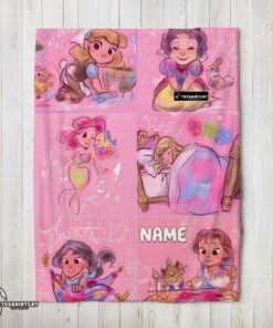 Pretty Disney Cute Kids Princess Sketches Blanket Fleece Customized Blanket