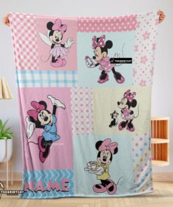 Pretty Disney Minnie Mouse Patchwork Pattern Blanket Fleece Customized Blanket