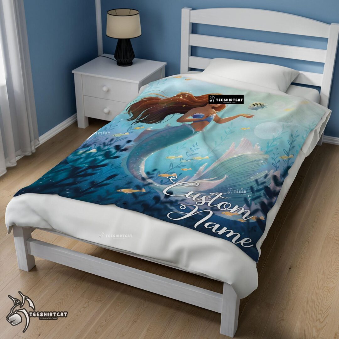 Pretty Disney The Little Mermaid Ariel Princess Fleece Family Princess Customized Blanket-mk-02
