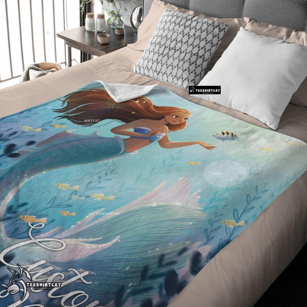 Pretty Disney The Little Mermaid Ariel Princess Fleece Family Princess Customized Blanket-mk-03