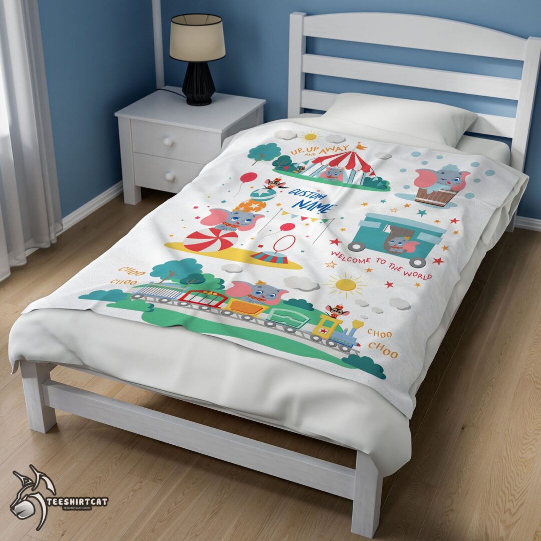 pretty-dumbo-personalized-minky-blanket-circus-elephant-nursery-blanket-fleece-customized-blanket-mk-02 Pretty Dumbo Personalized Minky Blanket Circus Elephant Nursery Blanket Fleece Customized Blanket - Image 3