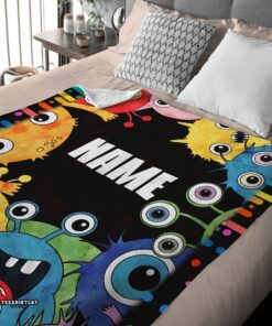 Pretty Happy Monster Coloring Blanket Fleece Customized Blanket - Image 3