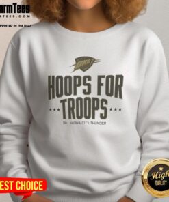 Pretty Hoops for Troops Oklahoma City Thunder basketball sweatshirt featuring vibrant team colors and stylish design.