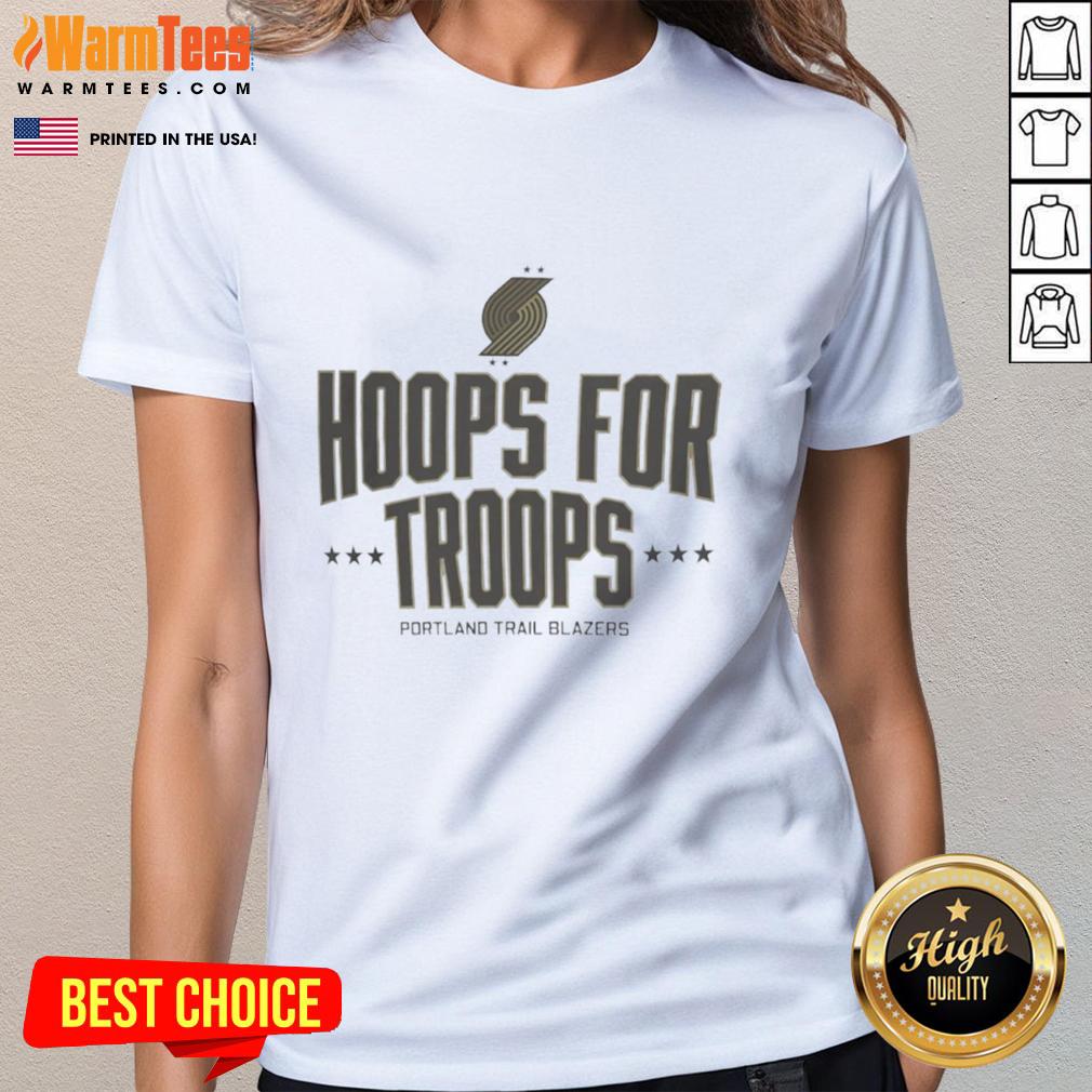 pretty-hoops-for-troops-portland-trail-blazers-basketball-ladies-tee Alt Text: Stylish 'Pretty Hoops for Troops' Portland Trail Blazers ladies tee featuring vibrant team colors and logo.