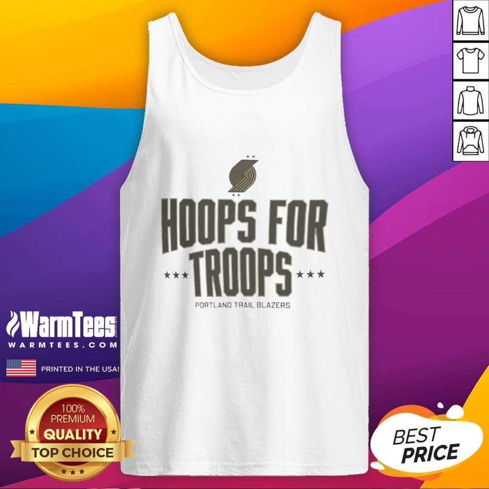 pretty-hoops-for-troops-portland-trail-blazers-basketball-tank-top Pretty Hoops for Troops Portland Trail Blazers basketball tank top featuring team colors and logo, perfect for fans.