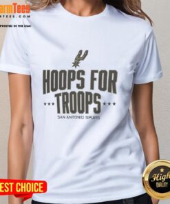 Pretty Hoops for Troops San Antonio Spurs basketball ladies tee featuring team colors and stylish design.