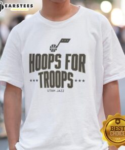 Pretty Hoops For Troops Utah Jazz Basketball T-Shirt featuring vibrant team colors and a stylish design for fans.