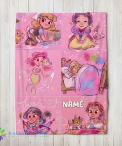 Pretty Hot Cute Disney Cute Kids Princess Sketches Blanket Fleece Customized Blanket
