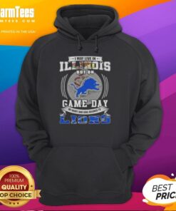 Detroit Lions football hoodie worn in Illinois, showcasing team spirit on game day with vibrant colors and cozy design.