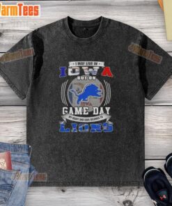 Detroit Lions football washed t-shirt for game day, perfect for fans in Iowa showcasing team spirit and style.
