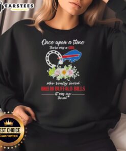 Pretty sweatshirt featuring 'Once Upon a Time' design with a girl, horses, and Buffalo Bills theme. Perfect for fans!