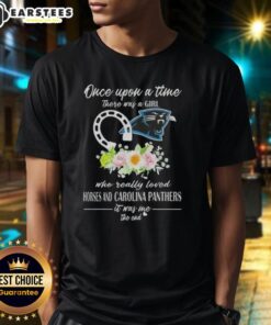 Alt Text: Pretty Once Upon A Time T-Shirt featuring a girl who loves horses and Carolina Panthers design