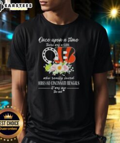Alt Text: Pretty T-shirt featuring 'Once Upon A Time' design for a girl who loves horses and Cincinnati Bengals.