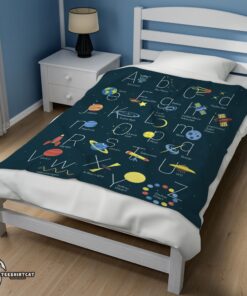 Pretty Outer Space Alphabet Poster Cute A To Z Astronomy Fleece Blanket - Image 3