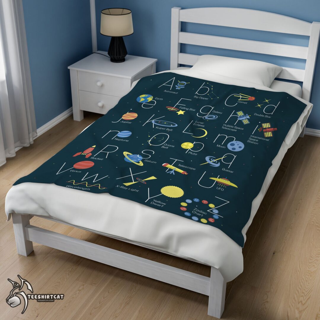 pretty-outer-space-alphabet-poster-cute-a-to-z-astronomy-fleece-blanket-mk-02 Pretty Outer Space Alphabet Poster Cute A To Z Astronomy Fleece Blanket - Image 3