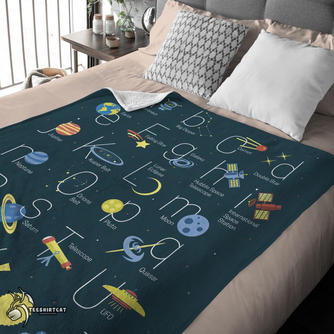 pretty-outer-space-alphabet-poster-cute-a-to-z-astronomy-fleece-blanket-mk-03 Pretty Outer Space Alphabet Poster Cute A To Z Astronomy Fleece Blanket - Image 4