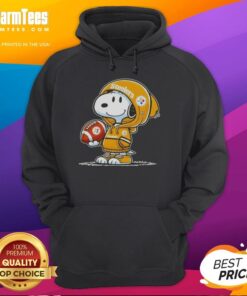 Alt Text: Snoopy in a hoodie smiles at fans, showcasing his Pittsburgh Steelers spirit in this cute Pretty Peanuts image.