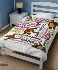 Pretty Personalized Masha And The Bear Blanket Fleece Customized Blanket - Image 3