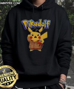 Adorable Pikachu hoodie featuring Pretty Pikadolf design, perfect for Pokemon fans and cozy casual wear.